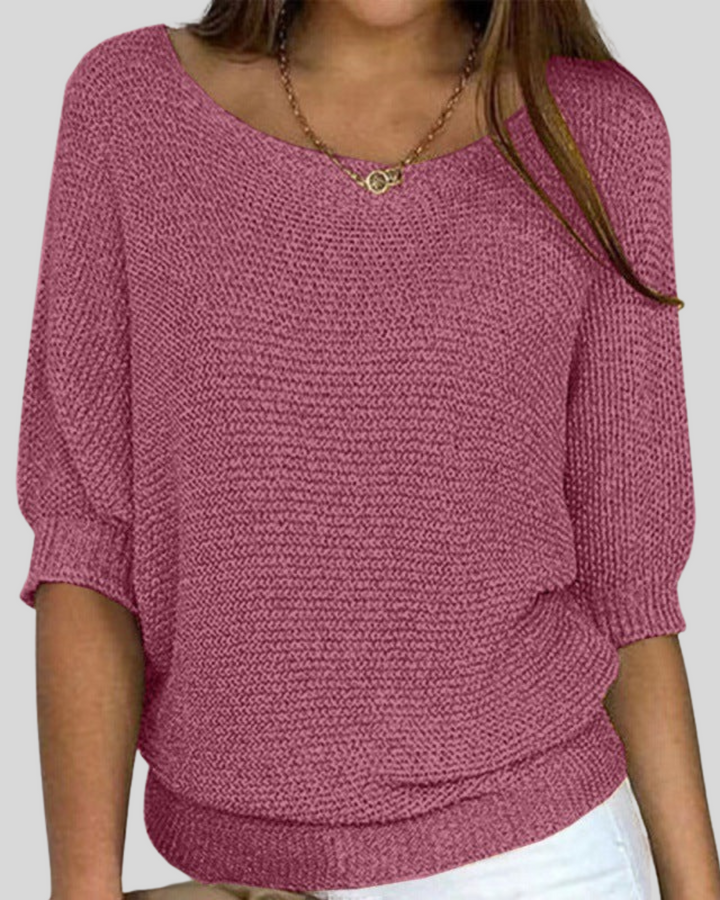 Classic Mid-Sleeve Knit Sweater
