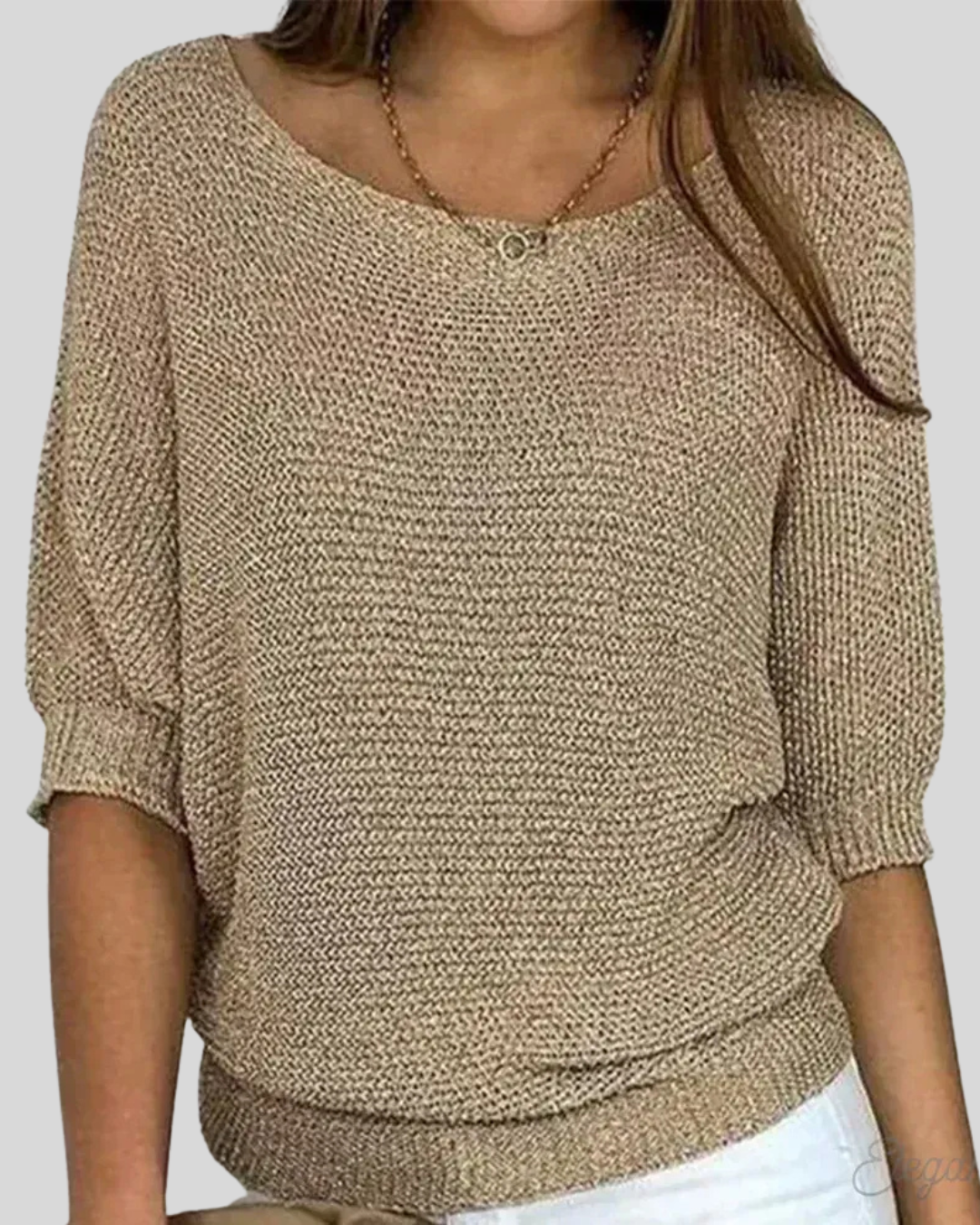 Classic Mid-Sleeve Knit Sweater