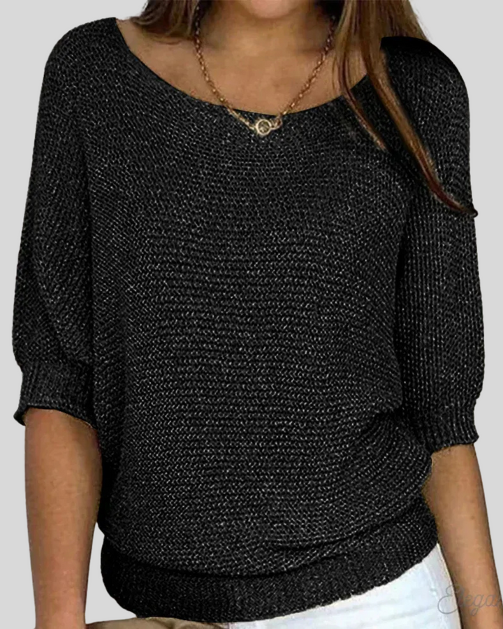 Classic Mid-Sleeve Knit Sweater