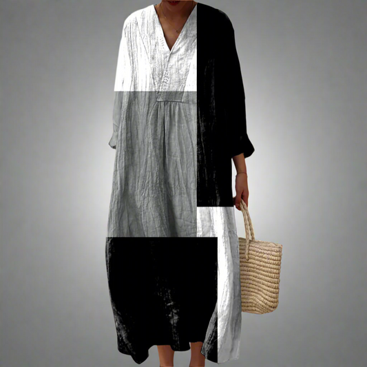 Colette™ | Artistic Black Maxi Dress With Long Sleeves