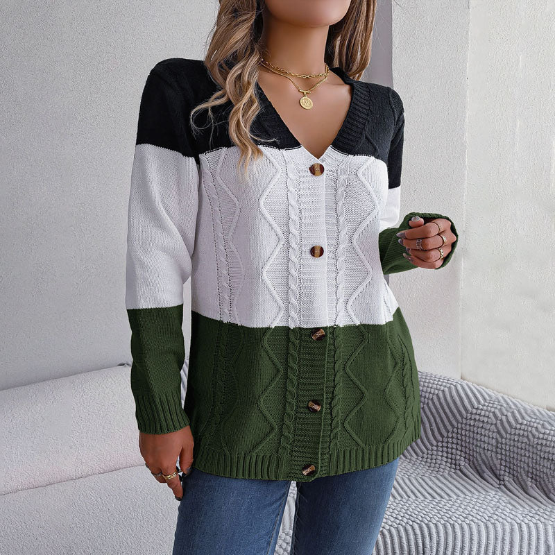 Color Block Long Cardigan - Stylish Knitwear for Women, All Seasons