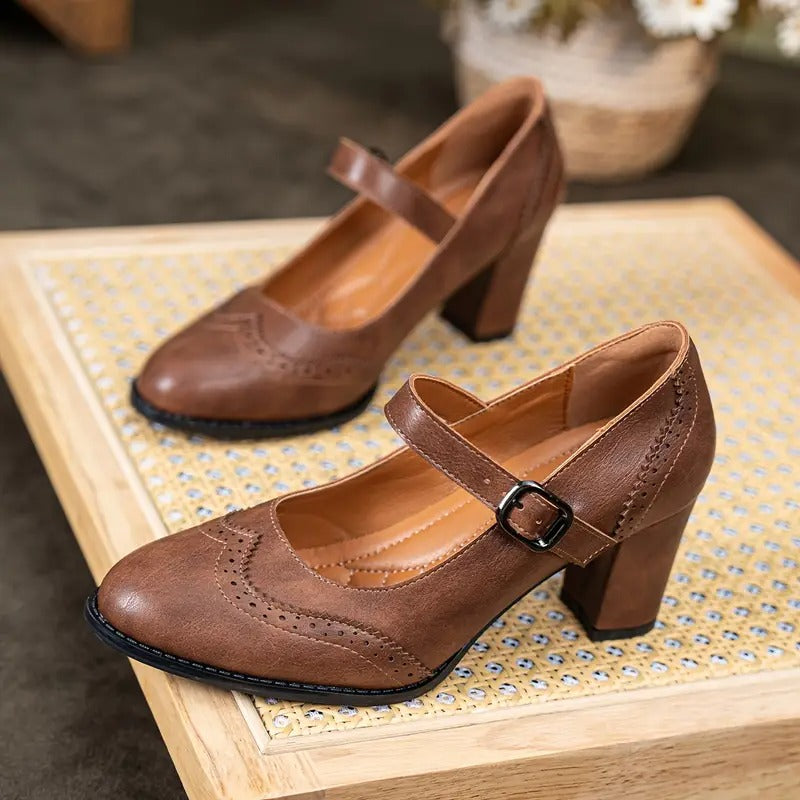 Dorka - High Heels Leather Shoes With Buckle 5