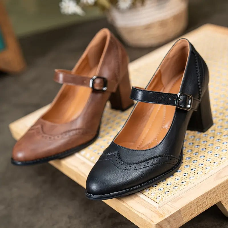 Dorka - High Heels Leather Shoes With Buckle 8