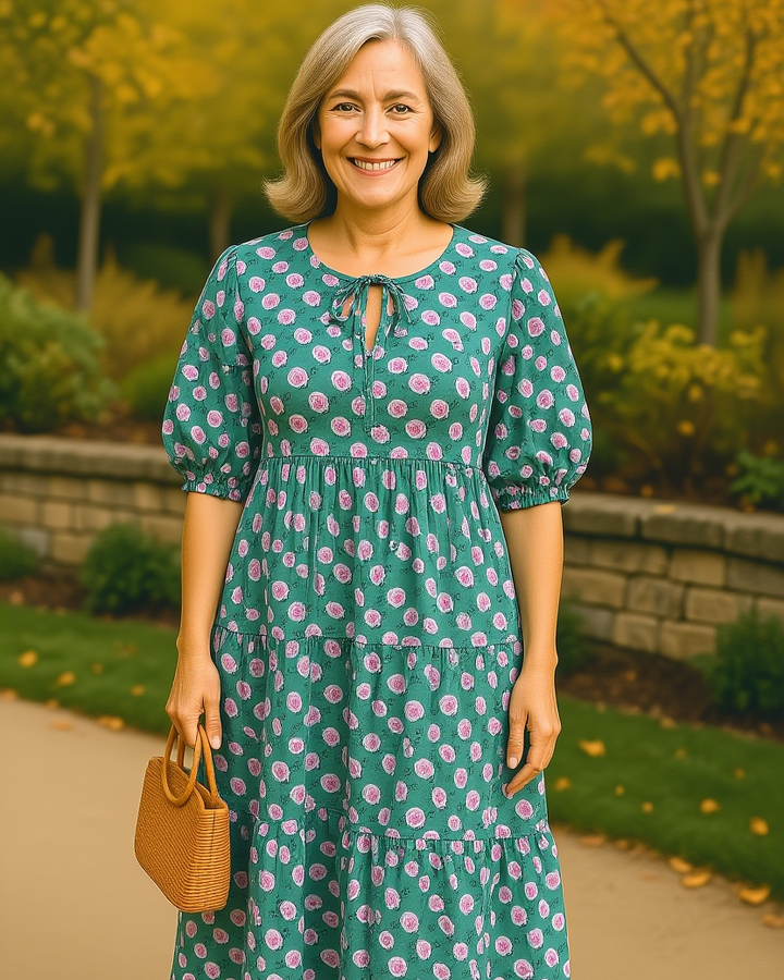 Edith™ | Flattering Floral Maxi Dress With Sleeves