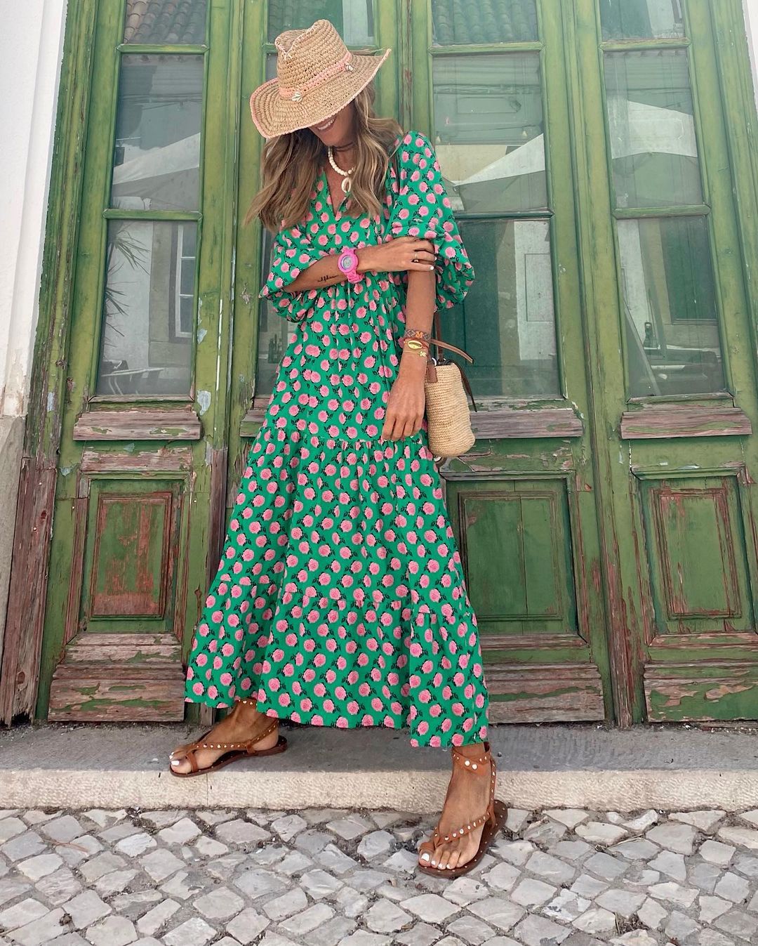 Edith™ | Flattering Floral Maxi Dress With Sleeves