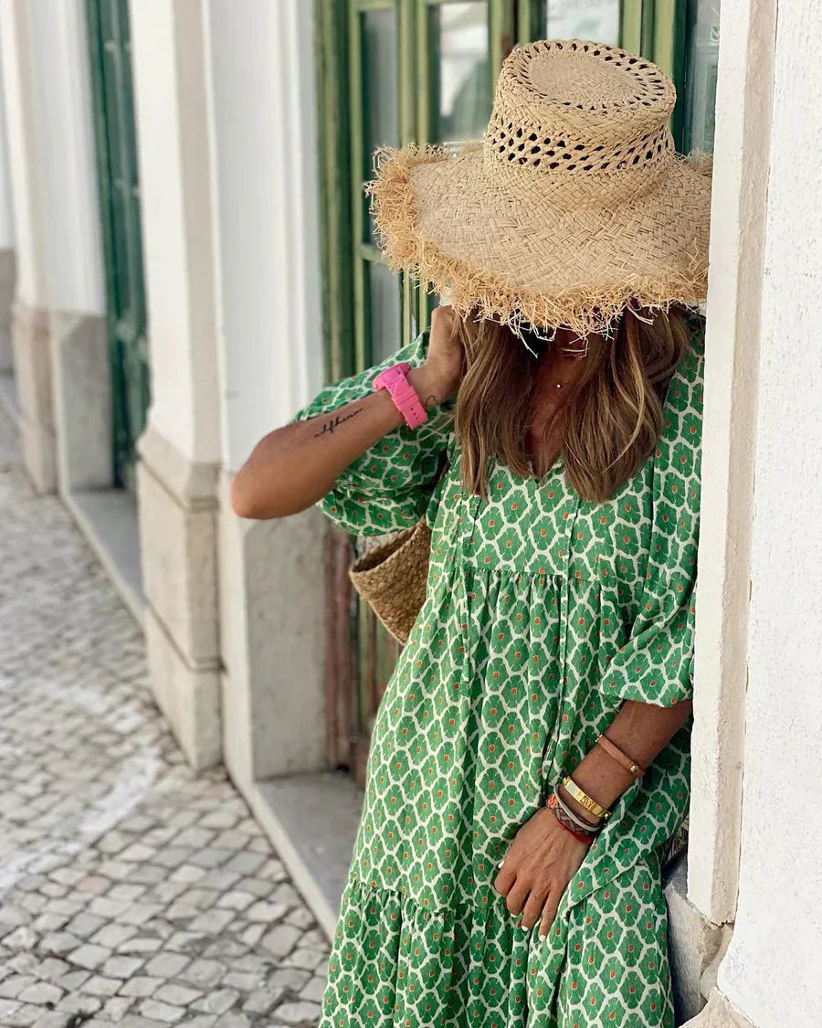 Edith™ | Flattering Floral Maxi Dress With Sleeves