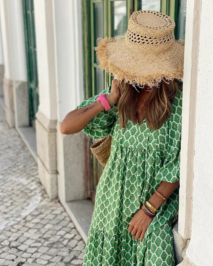 Edith™ | Flattering Floral Maxi Dress With Sleeves