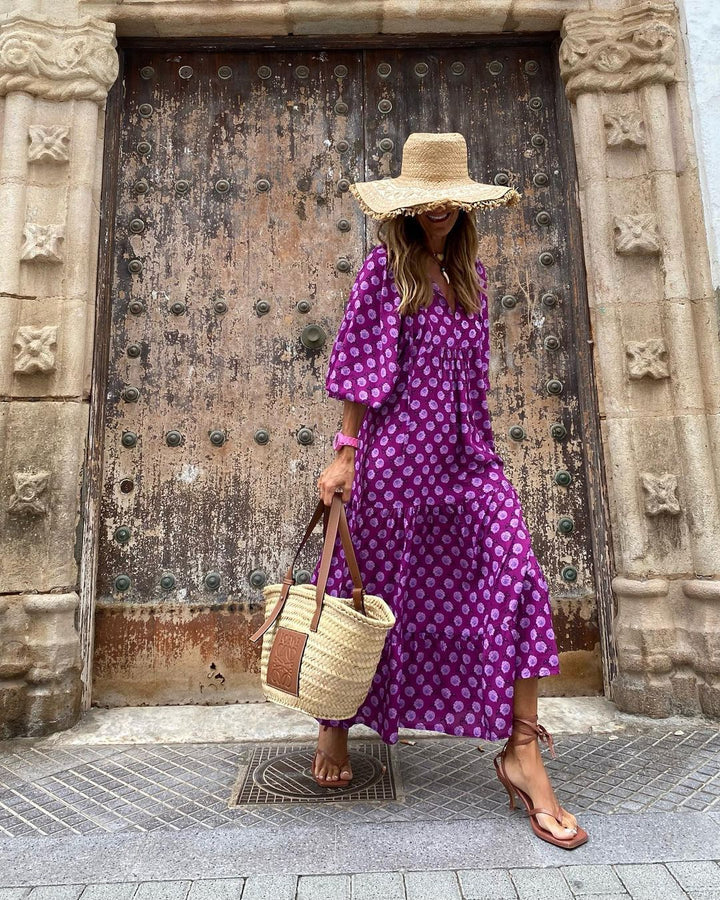 Edith™ | Flattering Floral Maxi Dress With Sleeves