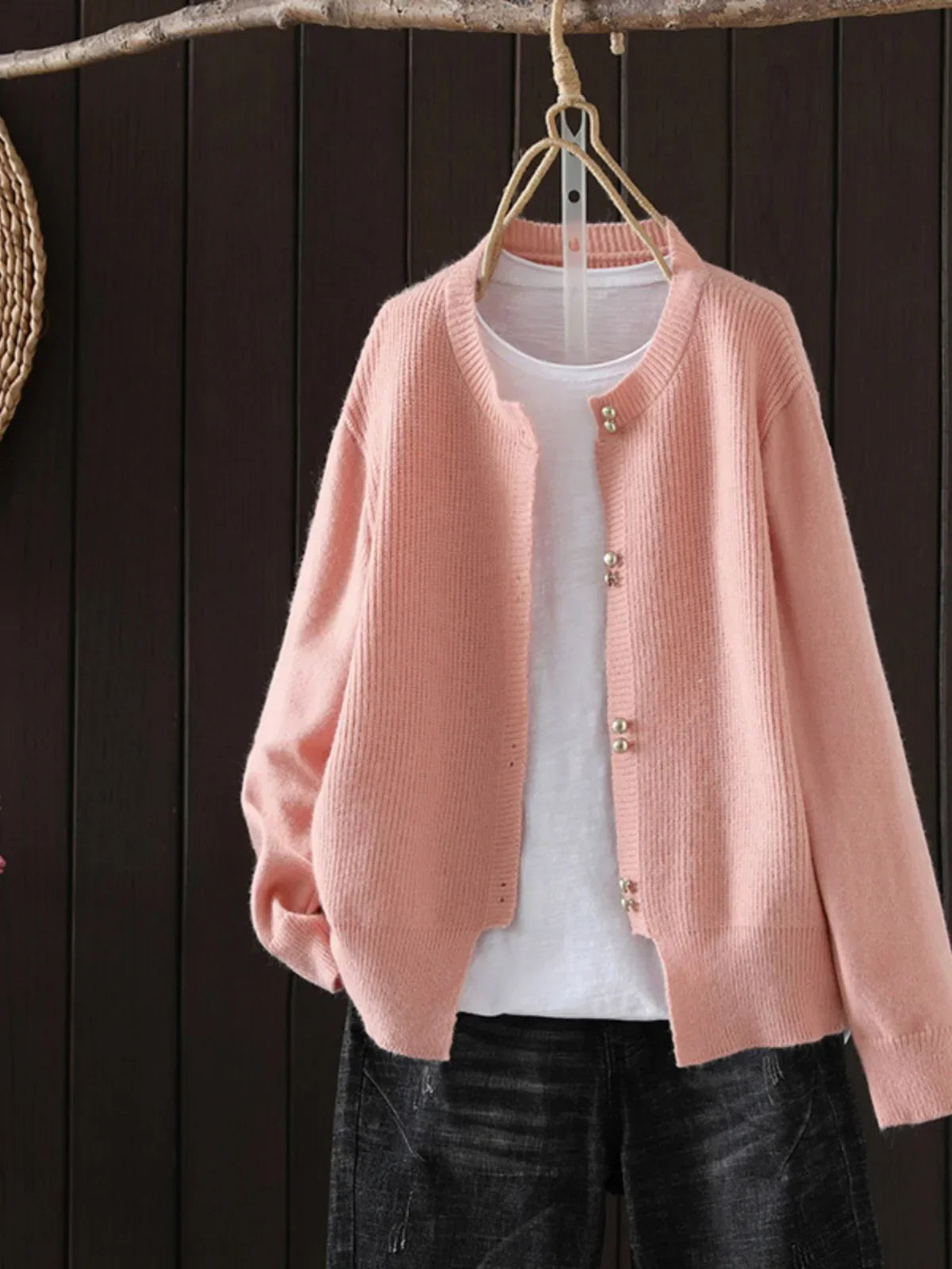 Elara | Pearl Button Cardigan