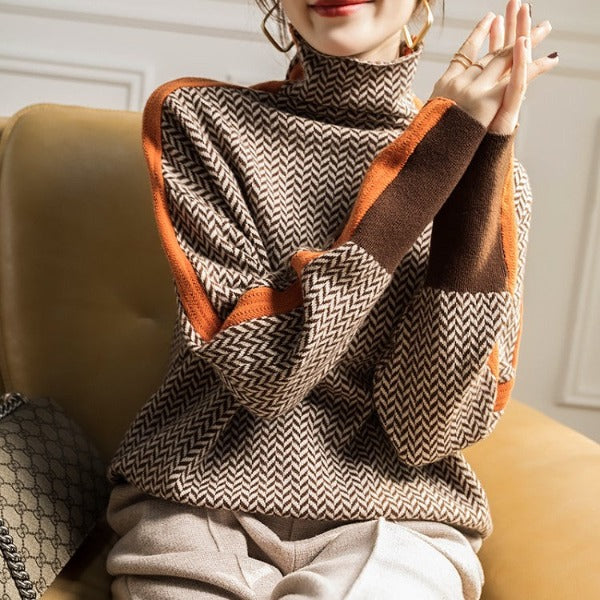 Eleanor | Herringbone Luxe Turtleneck 1