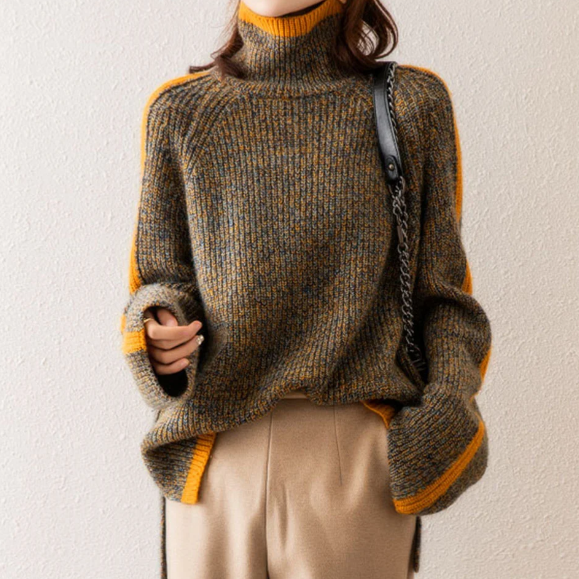 Emily | Herringbone Luxe Turtleneck