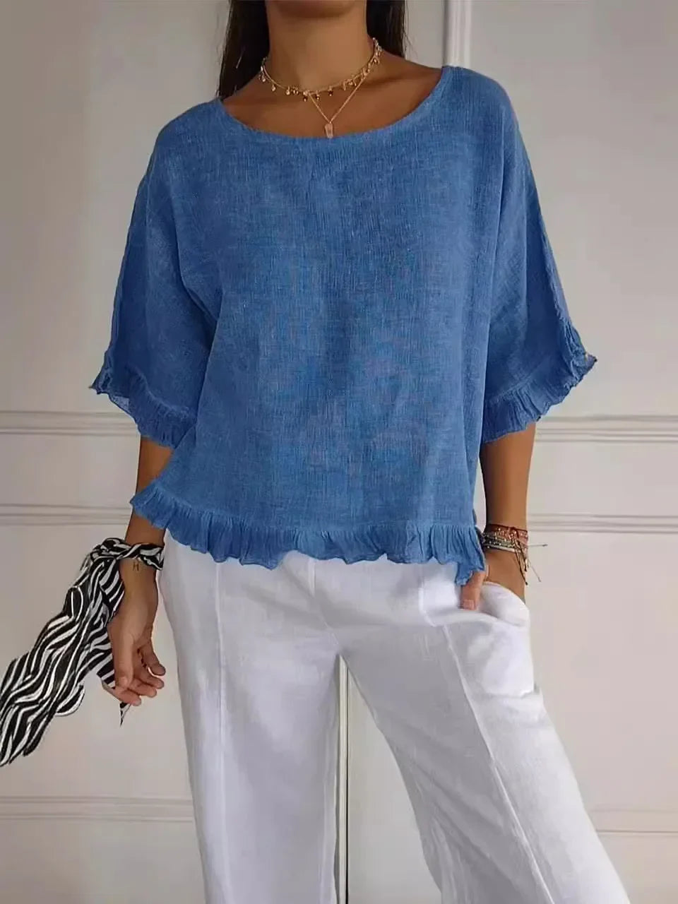 Gemma™ | Effortless White Blouse with Puff Sleeves