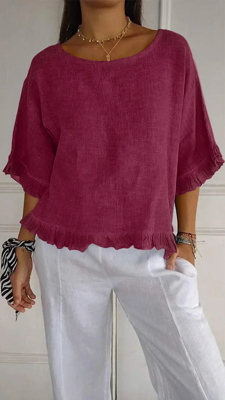 Gemma™ | Effortless White Blouse with Puff Sleeves