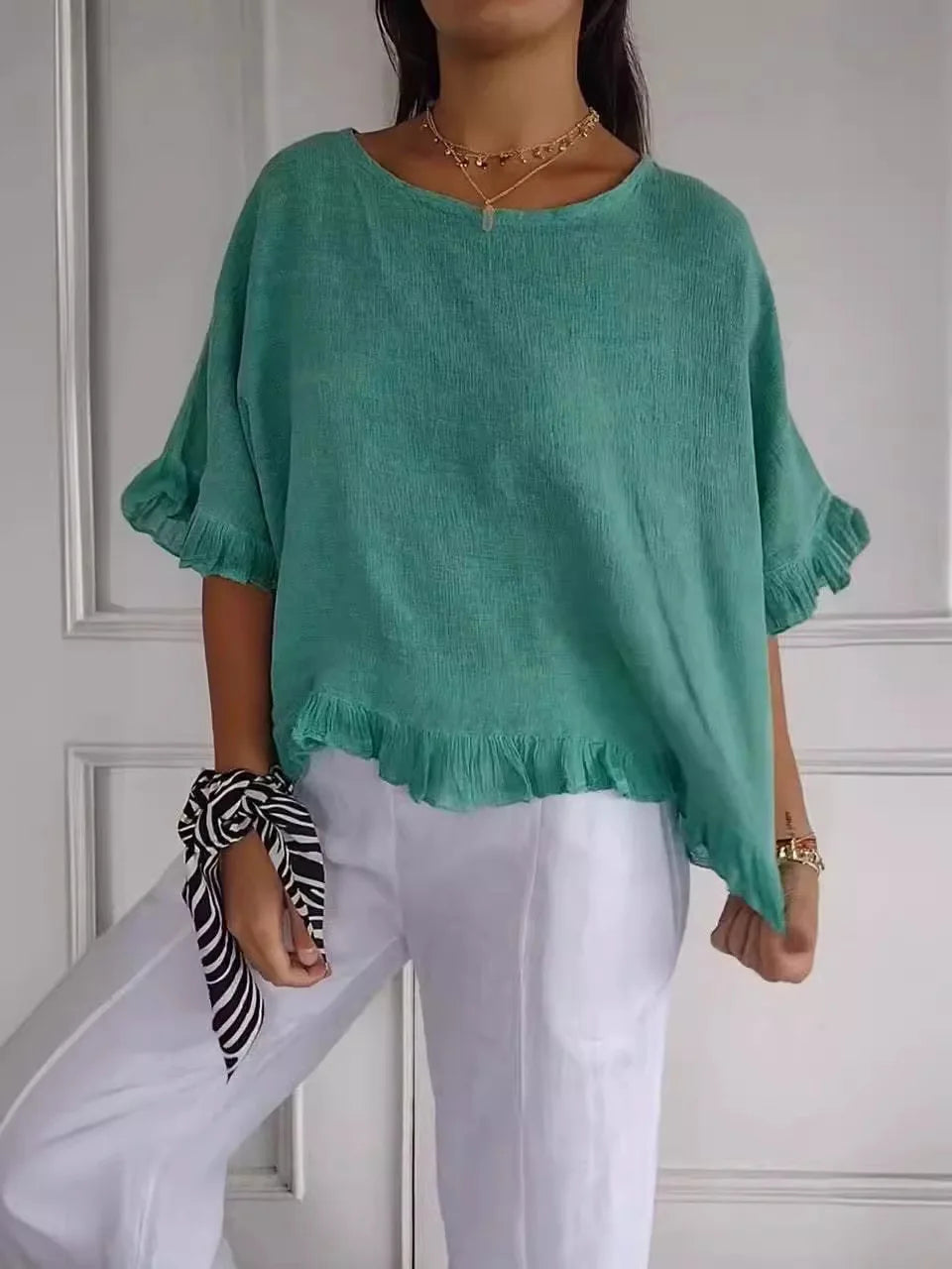 Gemma™ | Effortless White Blouse with Puff Sleeves