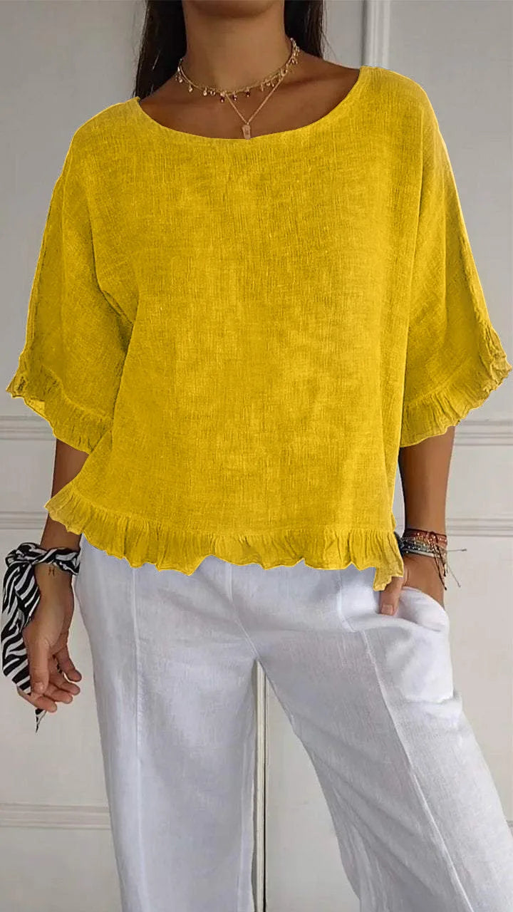 Gemma™ | Effortless White Blouse with Puff Sleeves