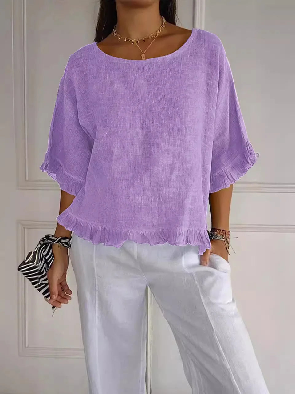 Gemma™ | Effortless White Blouse with Puff Sleeves