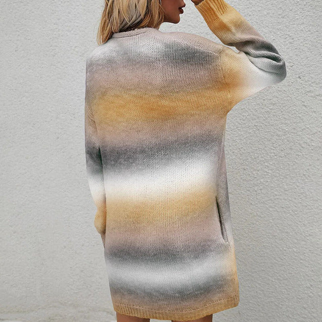 Gradient Knit Long Cardigan - Cozy Layering for All Seasons