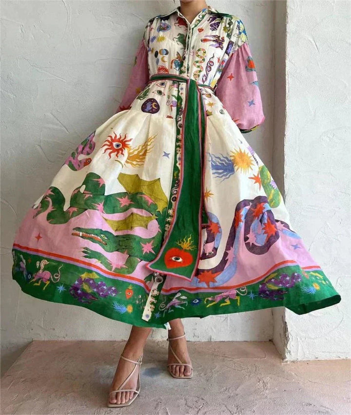 Gwendolyn™ | Elegant Floral Maxi Dress With Sleeves
