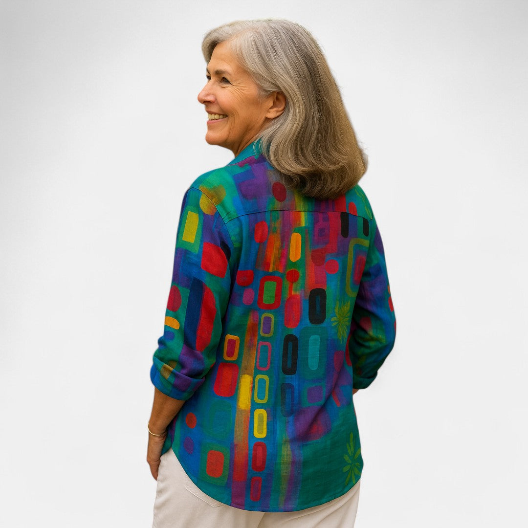 Hyojin™ – Artistic Color Block Blouse