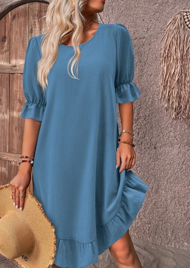 Imogen™ | Elegant White Midi Dress With Sleeves