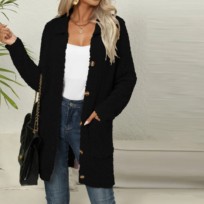 Long Cardigan for Women - Cozy Solid Color, Versatile for All Seasons