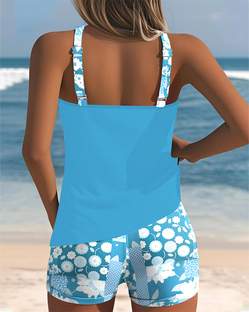 Lynne - Floral Print Two-Piece Swim Set