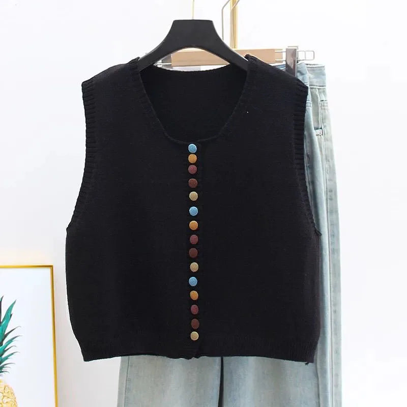 Maribel | Colored Button Knit Vest