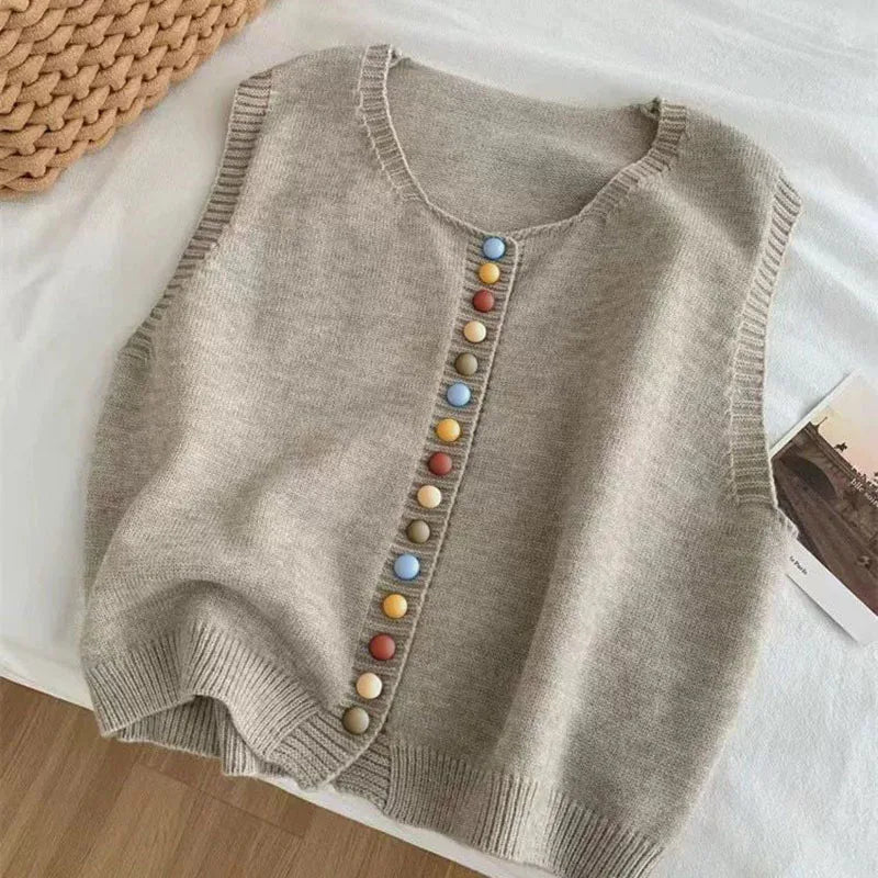 Maribel | Colored Button Knit Vest