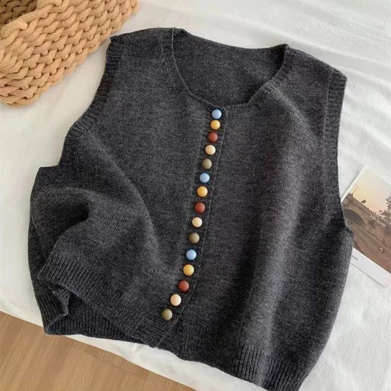 Maribel | Colored Button Knit Vest