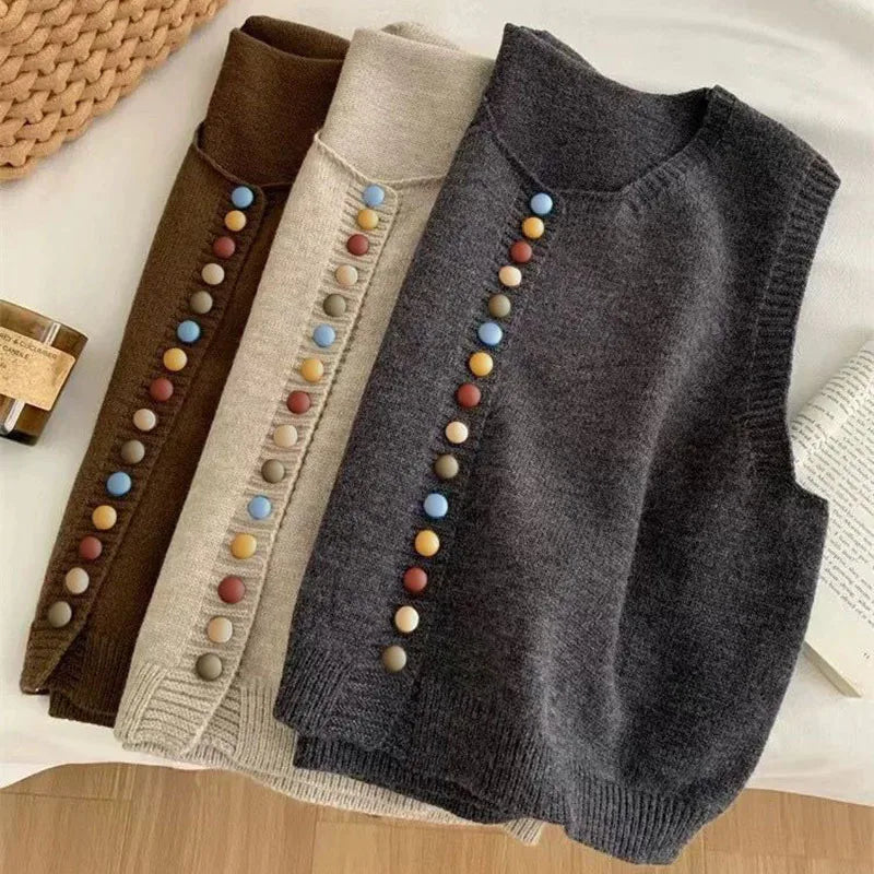 Maribel | Colored Button Knit Vest