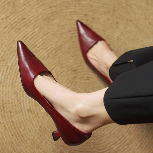 Marise - Pointed Toe Leather Pumps 0