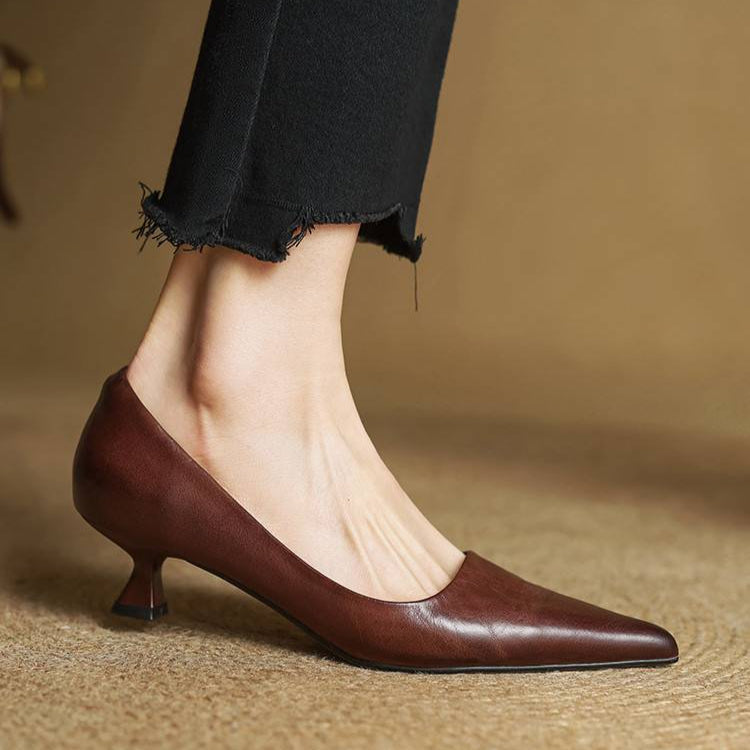 Marise - Pointed Toe Leather Pumps 1