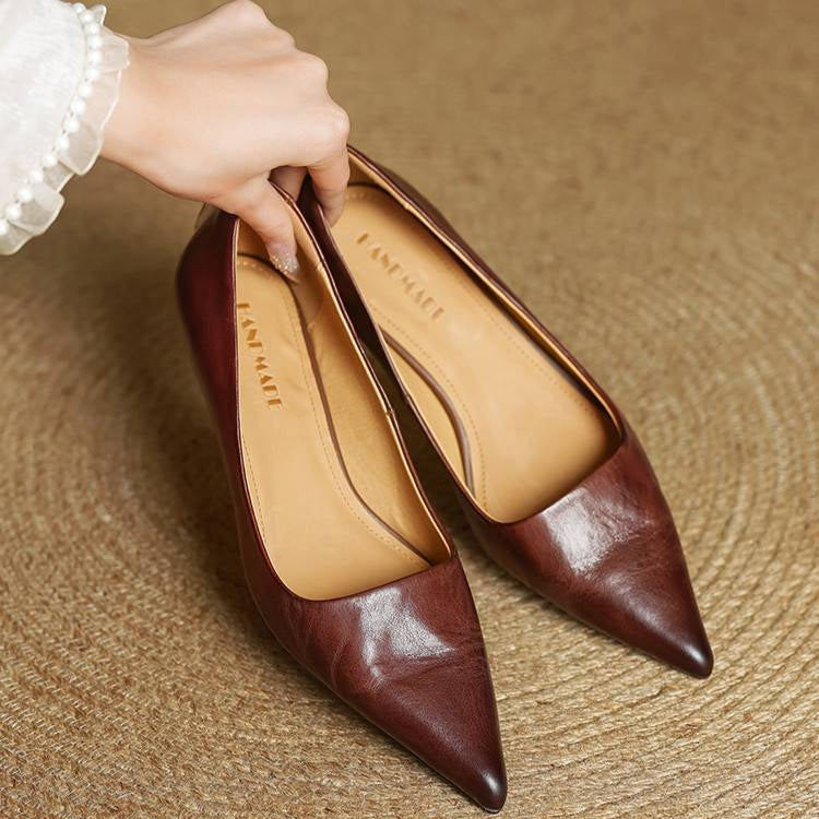 Marise - Pointed Toe Leather Pumps 4