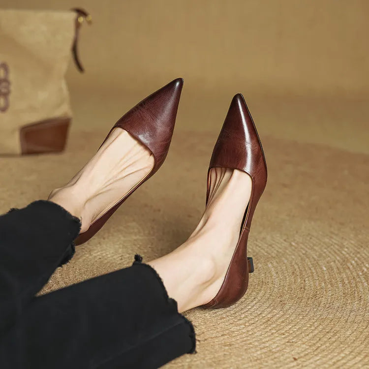 Marise - Pointed Toe Leather Pumps 5