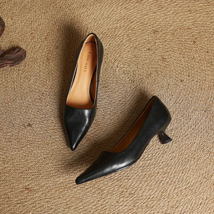 Marise - Pointed Toe Leather Pumps 6