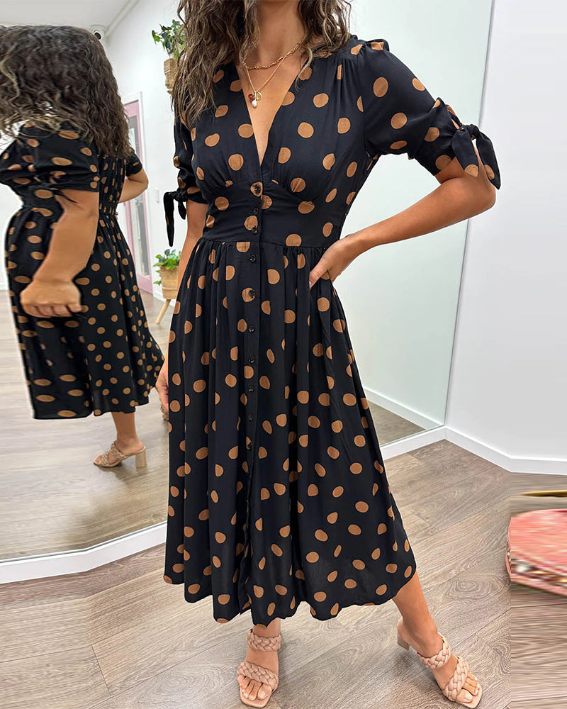 Monique™ | Elegant Midi Dress for Women with Polka Dot Design