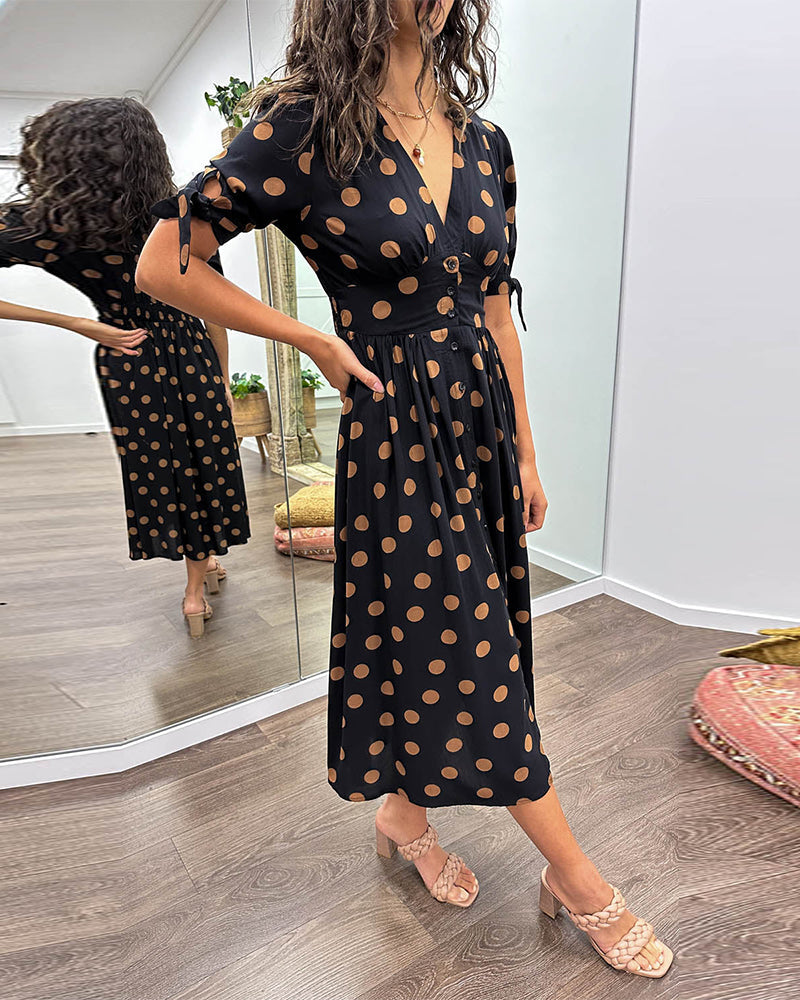 Monique™ | Elegant Midi Dress for Women with Polka Dot Design