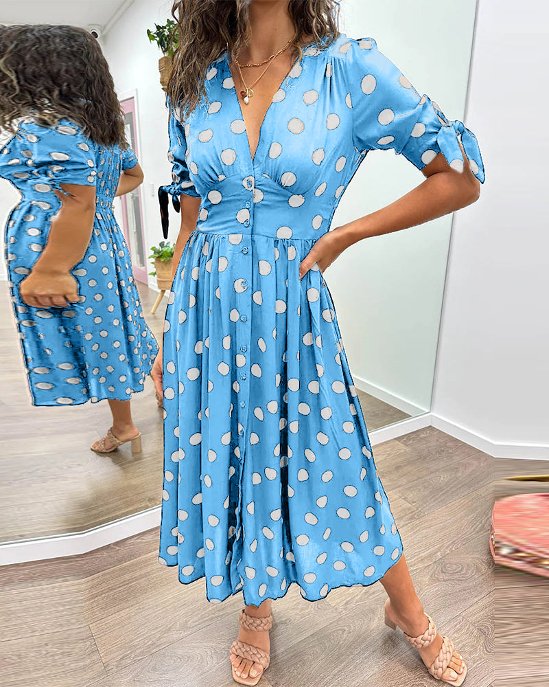 Monique™ | Elegant Midi Dress for Women with Polka Dot Design