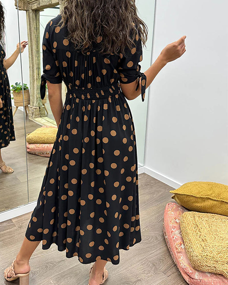 Monique™ | Elegant Midi Dress for Women with Polka Dot Design