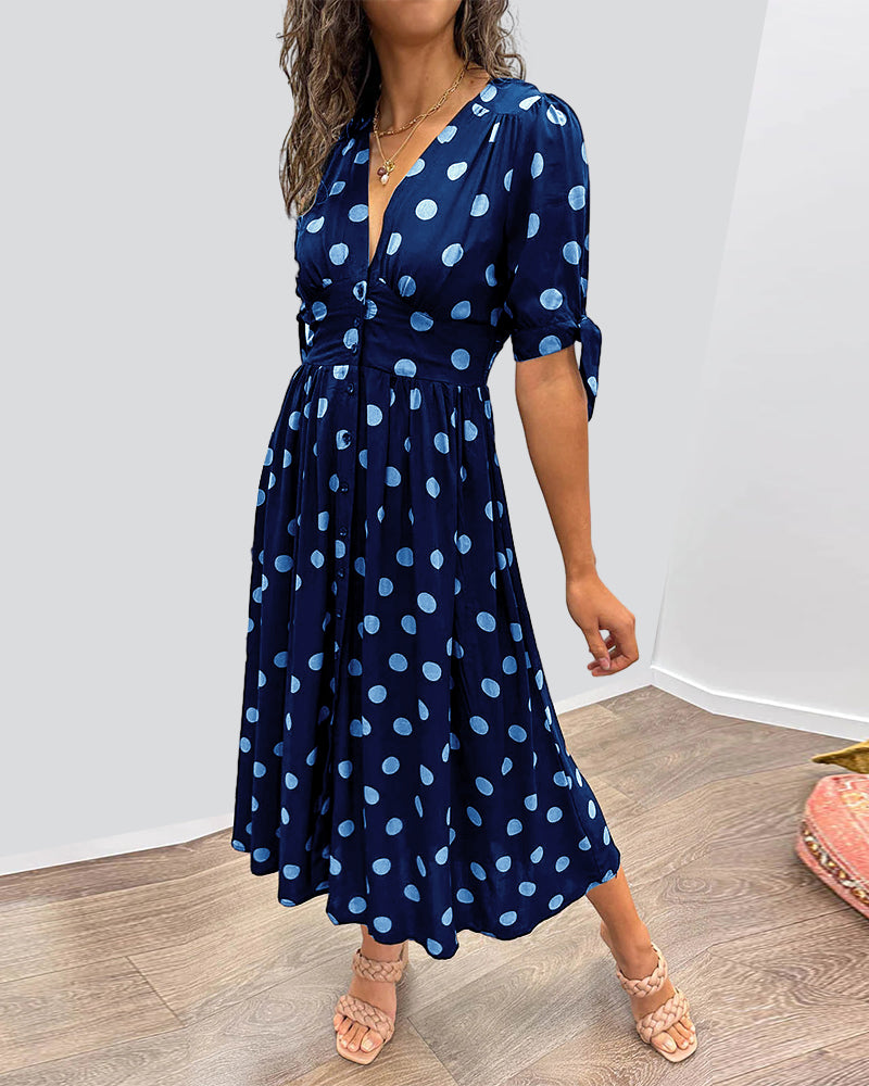 Monique™ | Elegant Midi Dress for Women with Polka Dot Design