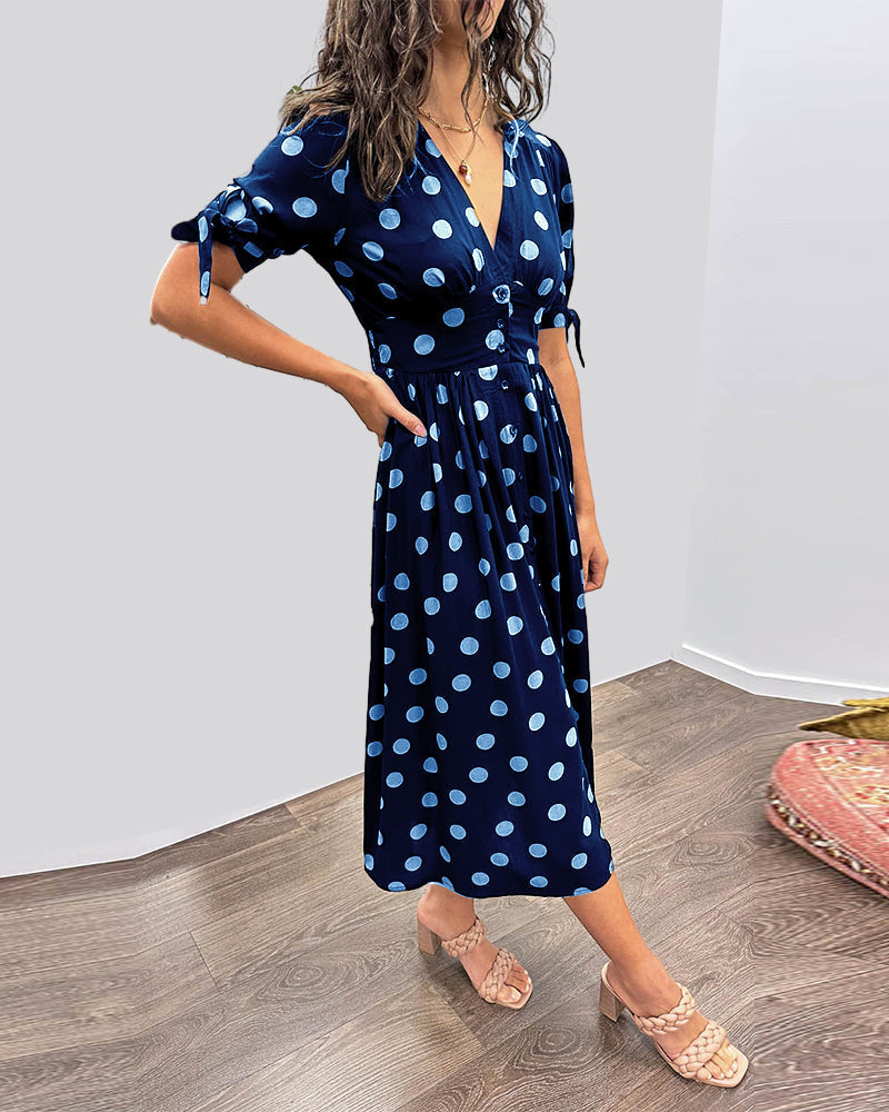 Monique™ | Elegant Midi Dress for Women with Polka Dot Design