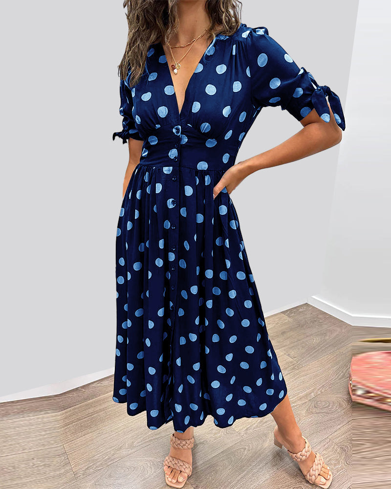 Monique™ | Elegant Midi Dress for Women with Polka Dot Design