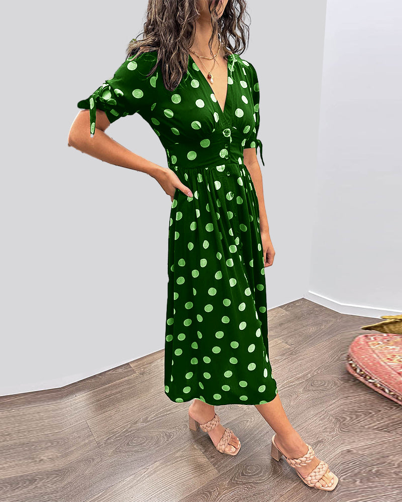 Monique™ | Elegant Midi Dress for Women with Polka Dot Design