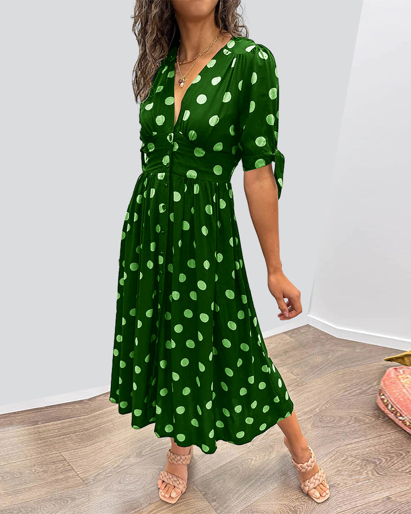 Monique™ | Elegant Midi Dress for Women with Polka Dot Design