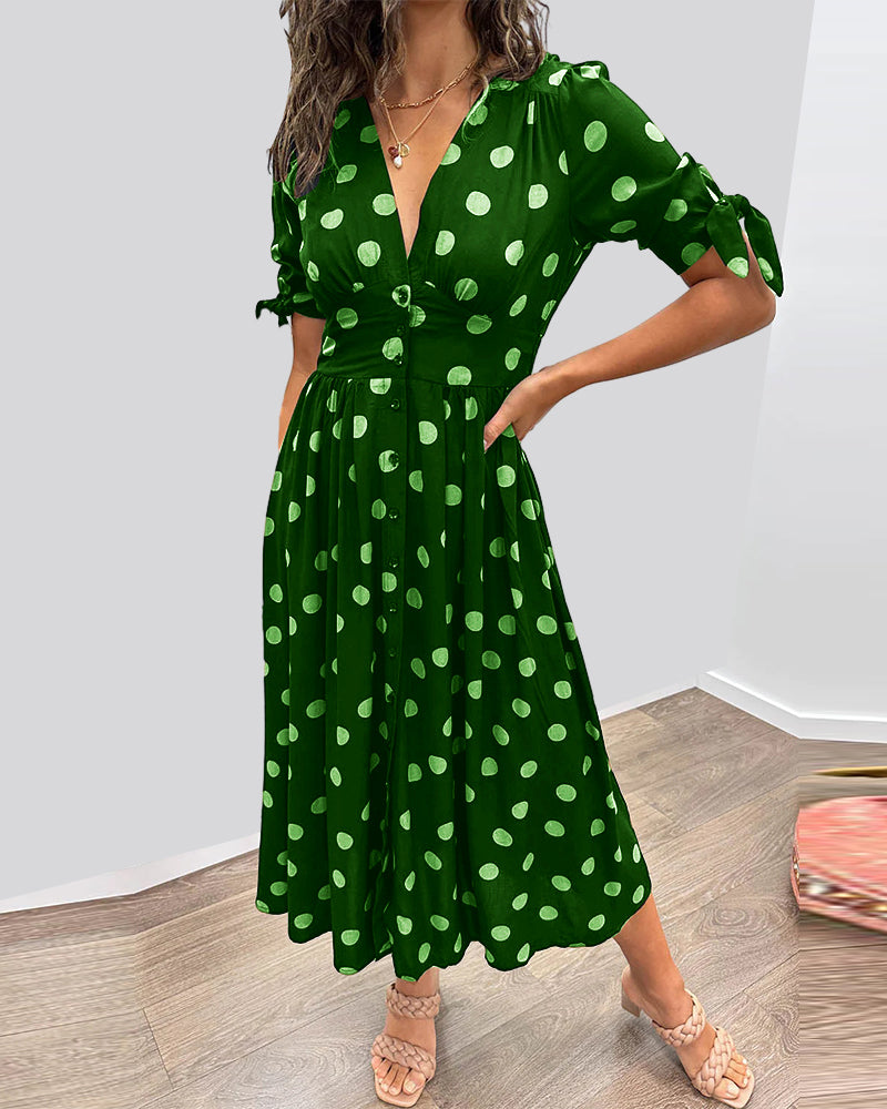 Monique™ | Elegant Midi Dress for Women with Polka Dot Design