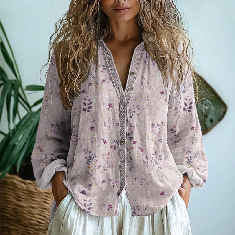 Ambre™ - Vintage Leaf Print Blouse