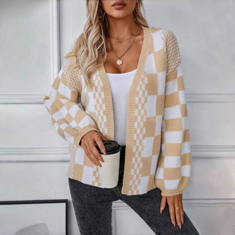 Plaid Cardigan for Women - Cozy Long Sleeve Layering Essential