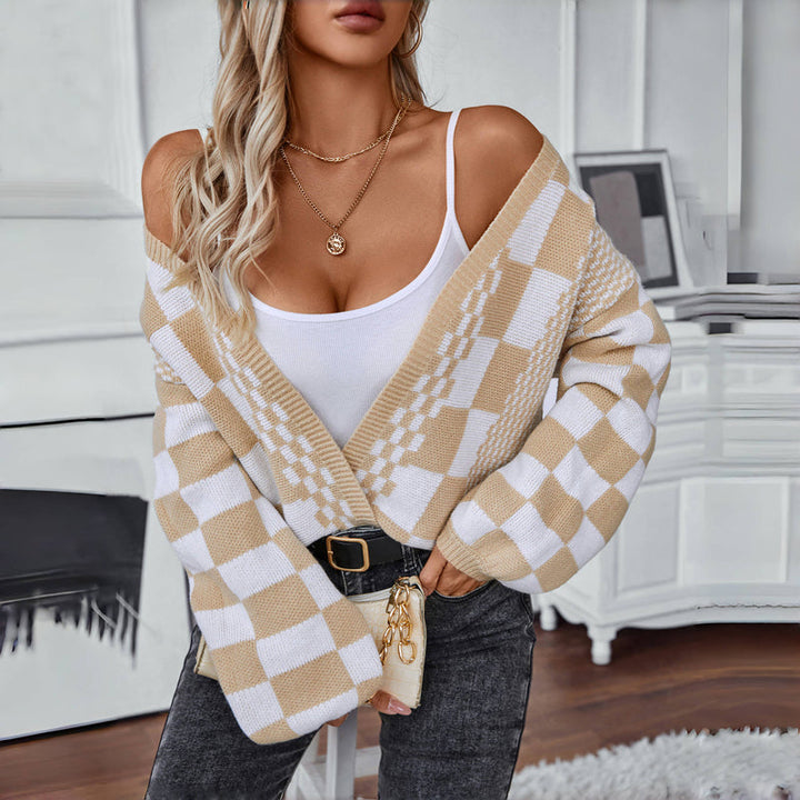 Plaid Cardigan for Women - Cozy Long Sleeve Layering Essential
