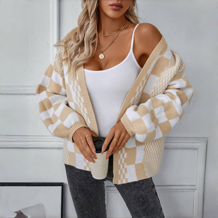 Plaid Cardigan for Women - Cozy Long Sleeve Layering Essential