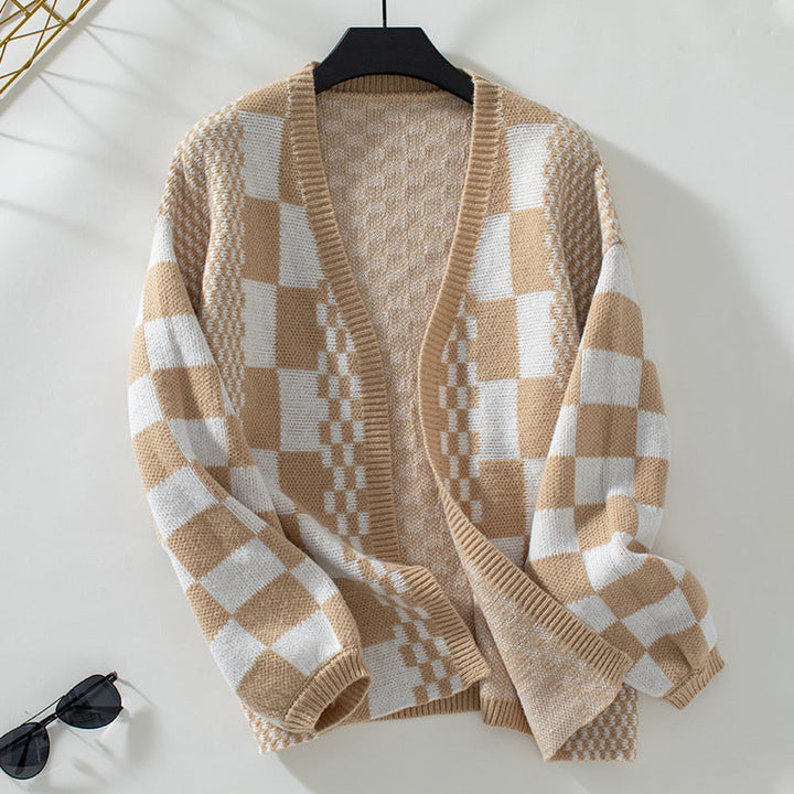 Plaid Cardigan for Women - Cozy Long Sleeve Layering Essential